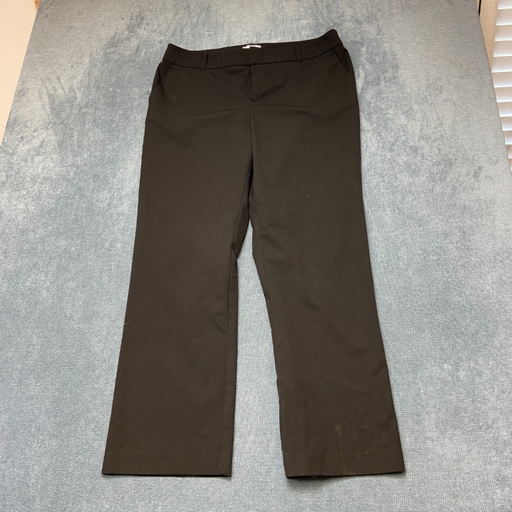 Charter Club Dress Pants Womens 16 Black Stretch Flat Front Mid Rise Business
